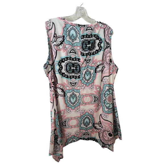 Woman's Sleeveless Tunic top Size XL Multicolor Shark Bite Hem Pullover Tee - Picture 9 of 10